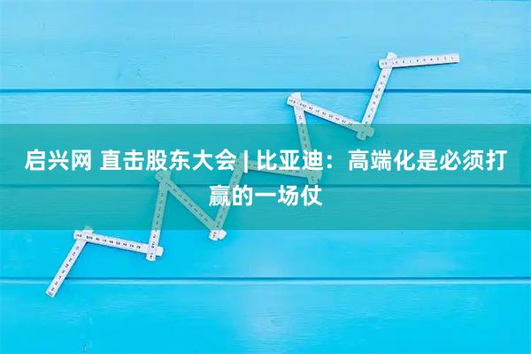 启兴网 直击股东大会 | 比亚迪:高端化是必须打赢的一场仗